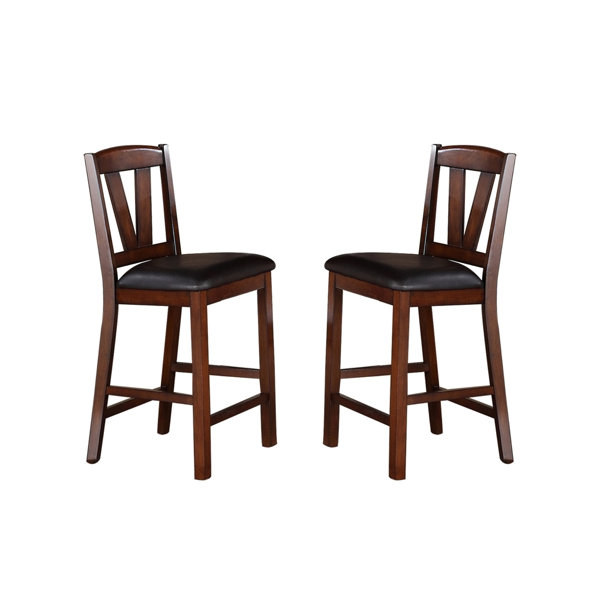 Red Barrel Studio® Dining Chairs With Black Faux Leather Seat, Walnut